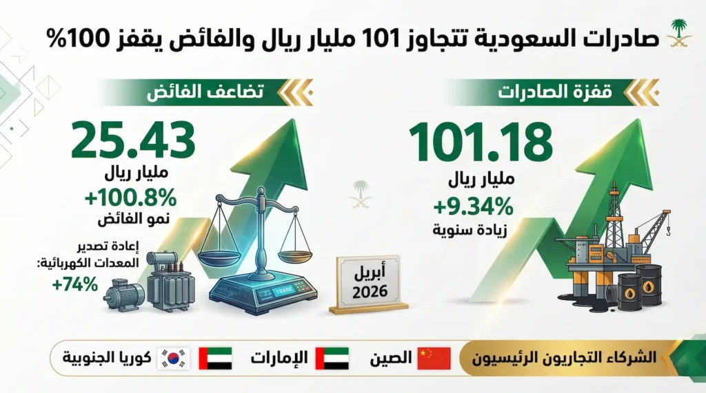 حصاد التجارة الخارجية السعودية بأبريل 2026