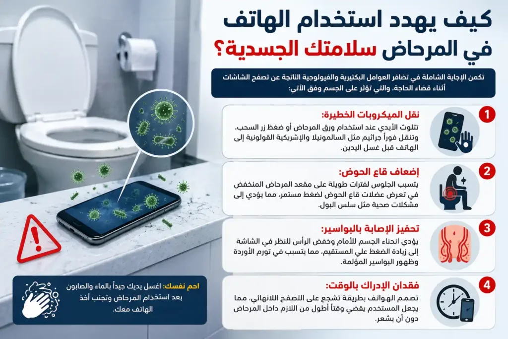 كيف يهدد استخدام الهاتف في المرحاض سلامتك الجسدية؟